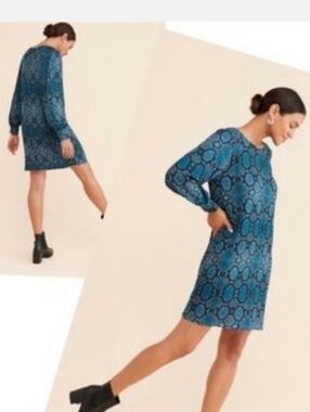 ICHI Blue Snake-Print Long Sleeve Tunic